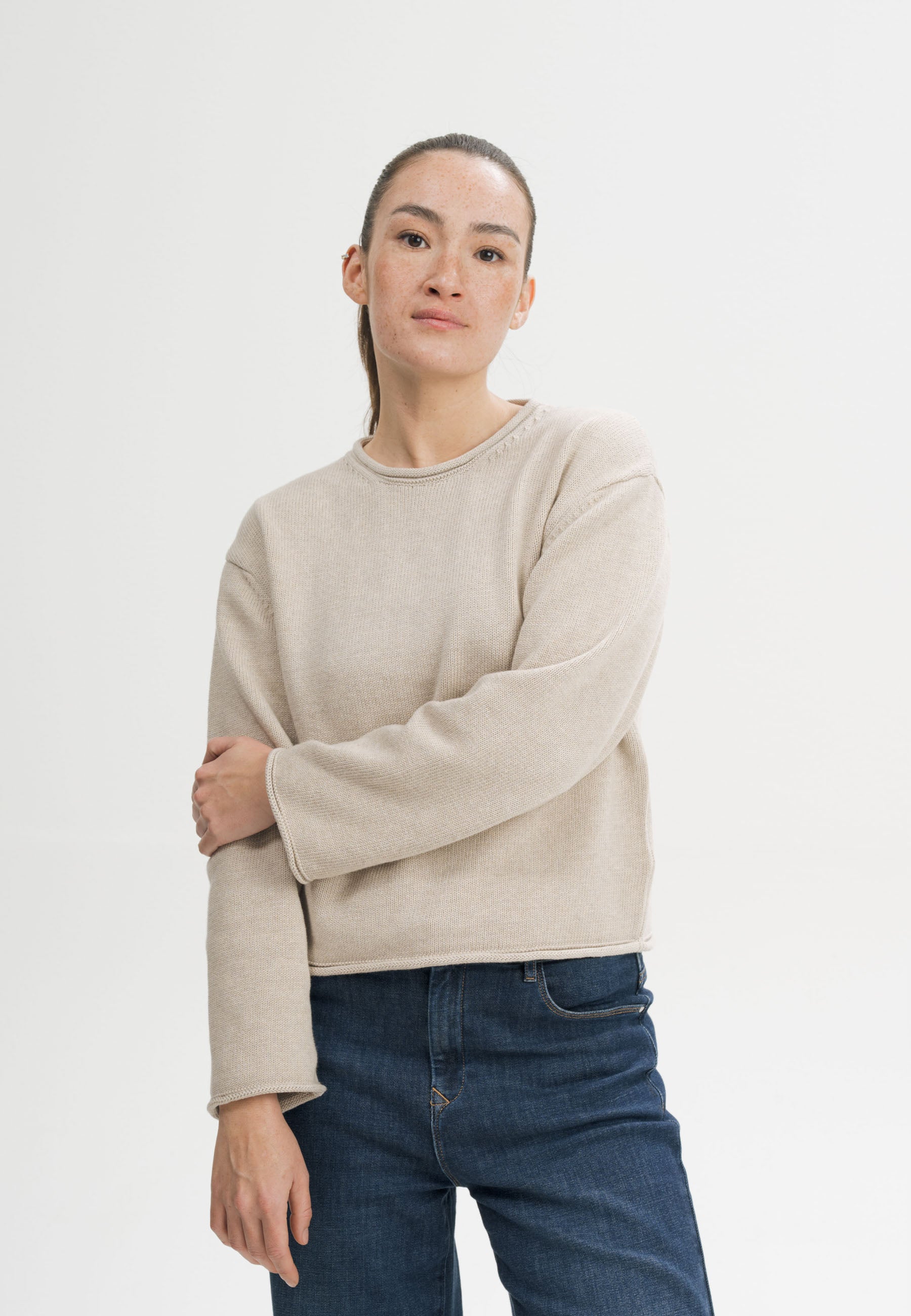 Maglia in Cotone Biologico – Girocollo e Vestibilità Boxy