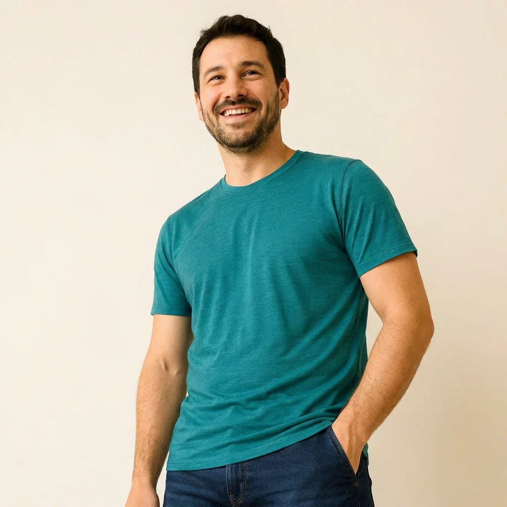 T-shirt Uomo in Lana Merino Bio e Seta di Gelso