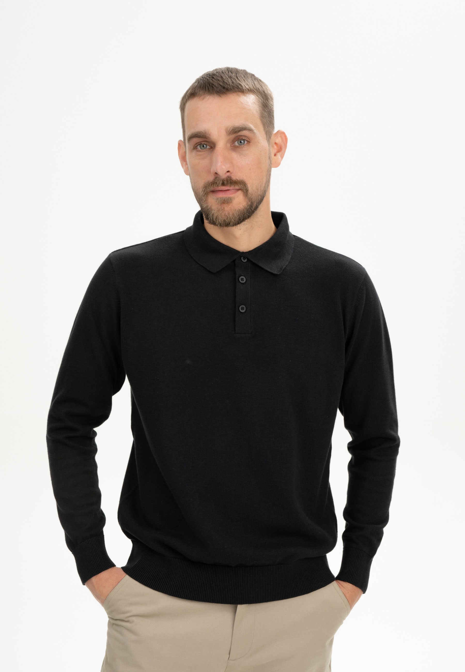Polo in maglia a maniche lunghe in Cotone Organico GOTS - CASAGIN