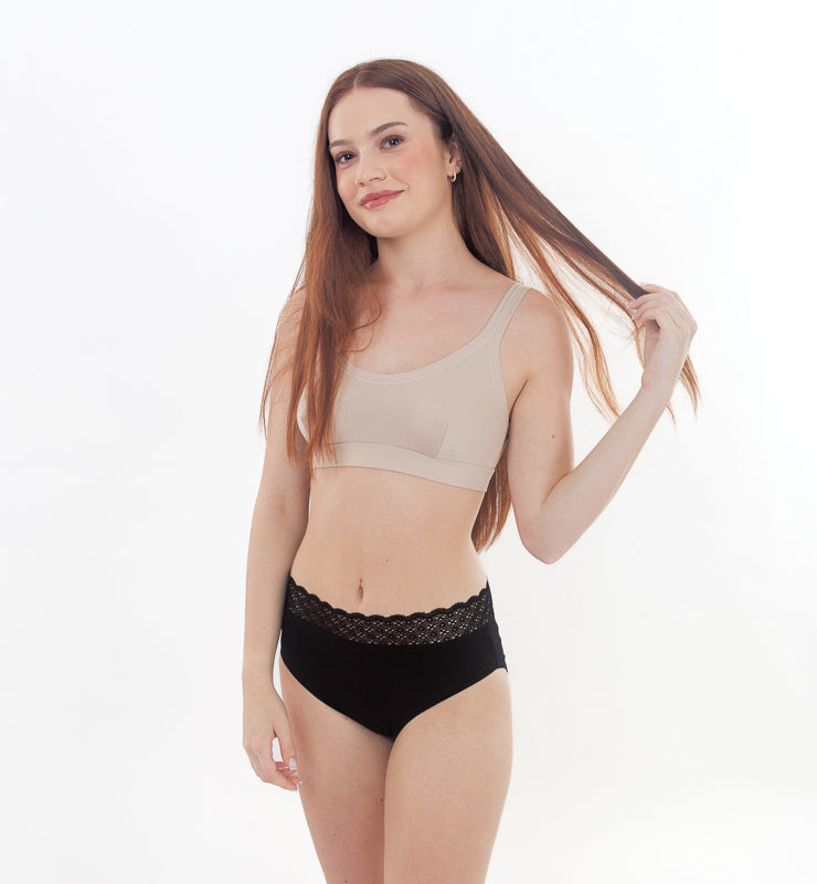 Slip mestruale in cotone biologico con pizzo