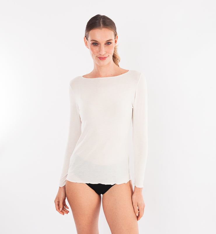 Pullover mit U-Boot-Ausschnitt aus TENCEL™ Kaschmir und langen Ärmeln