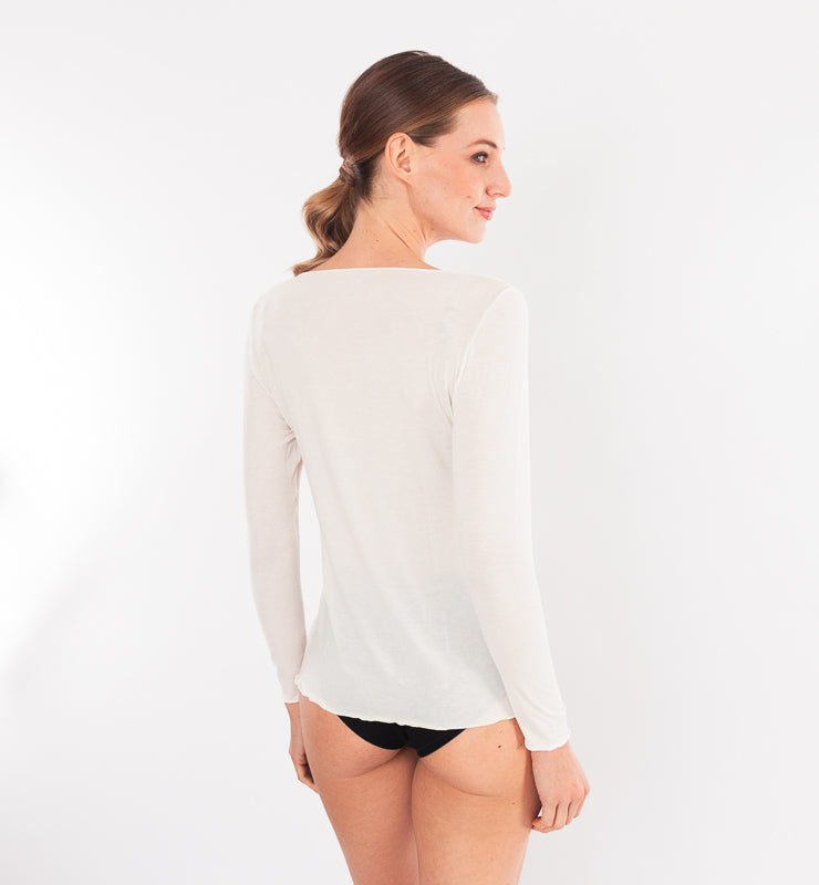 Pullover mit U-Boot-Ausschnitt aus TENCEL™ Kaschmir und langen Ärmeln