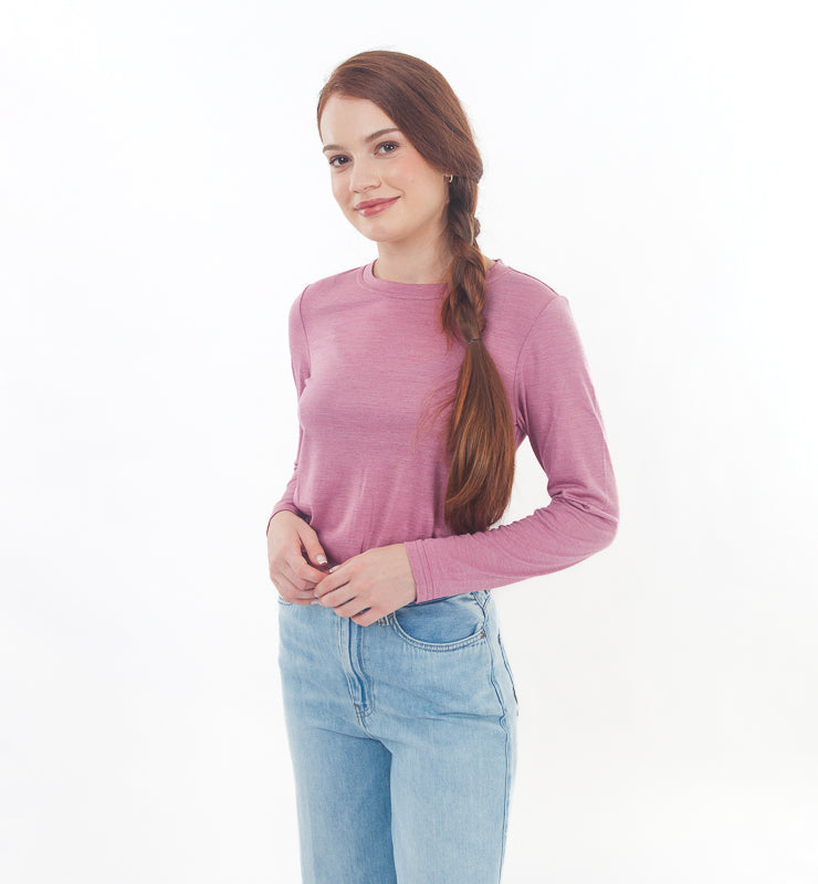 Maglia manica lunga donna in Lana Merino Bio e Seta di Gelso