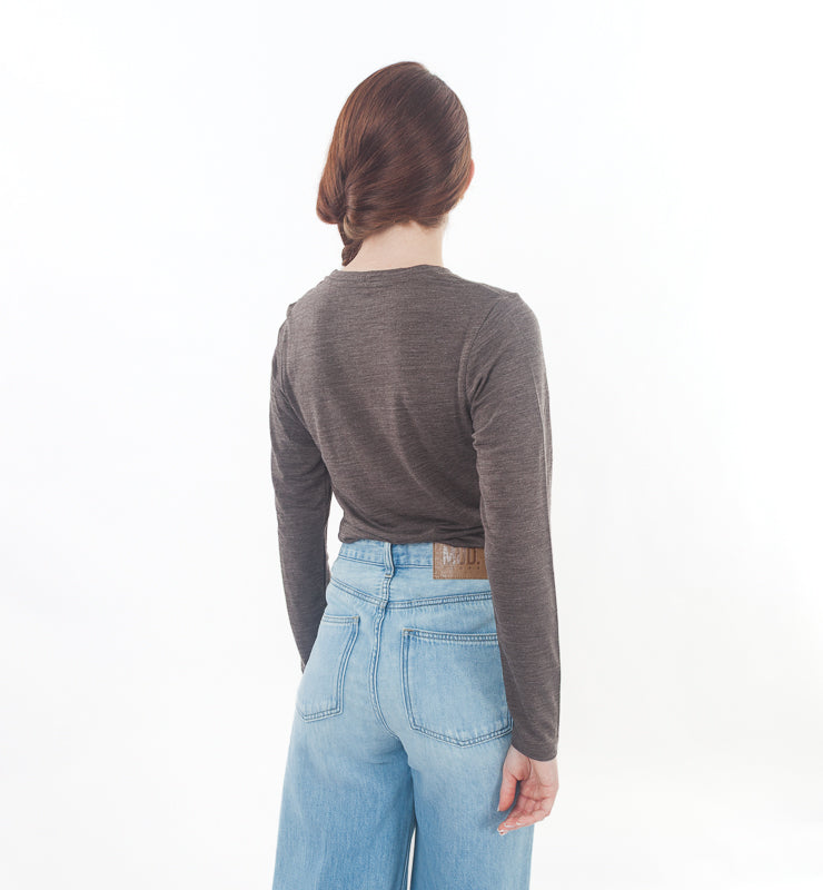 Maglia manica lunga donna in Lana Merino Bio e Seta di Gelso