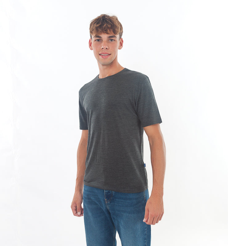 T-shirt Uomo in Lana Merino Bio e Seta di Gelso