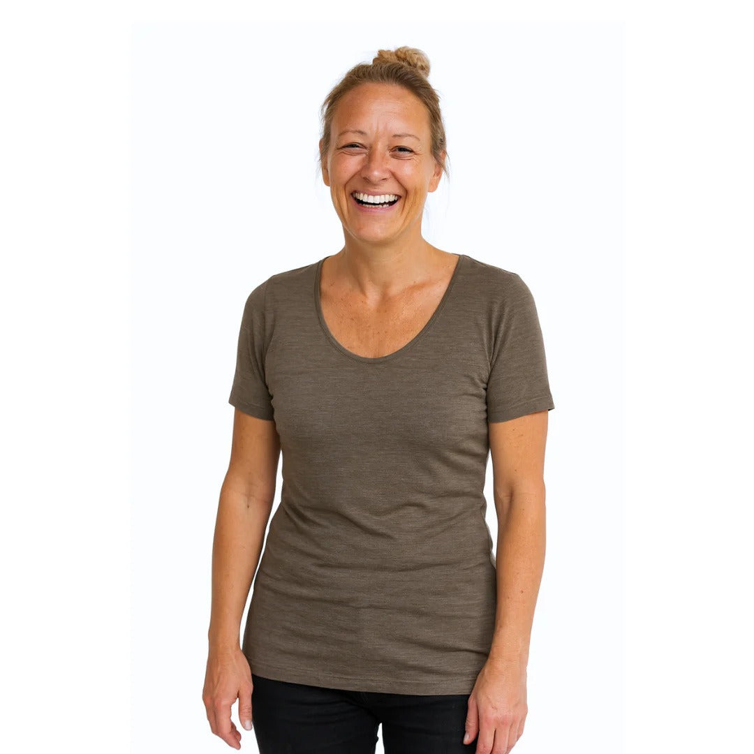 T-shirt Donna in Lana Merino Bio e Seta di Gelso