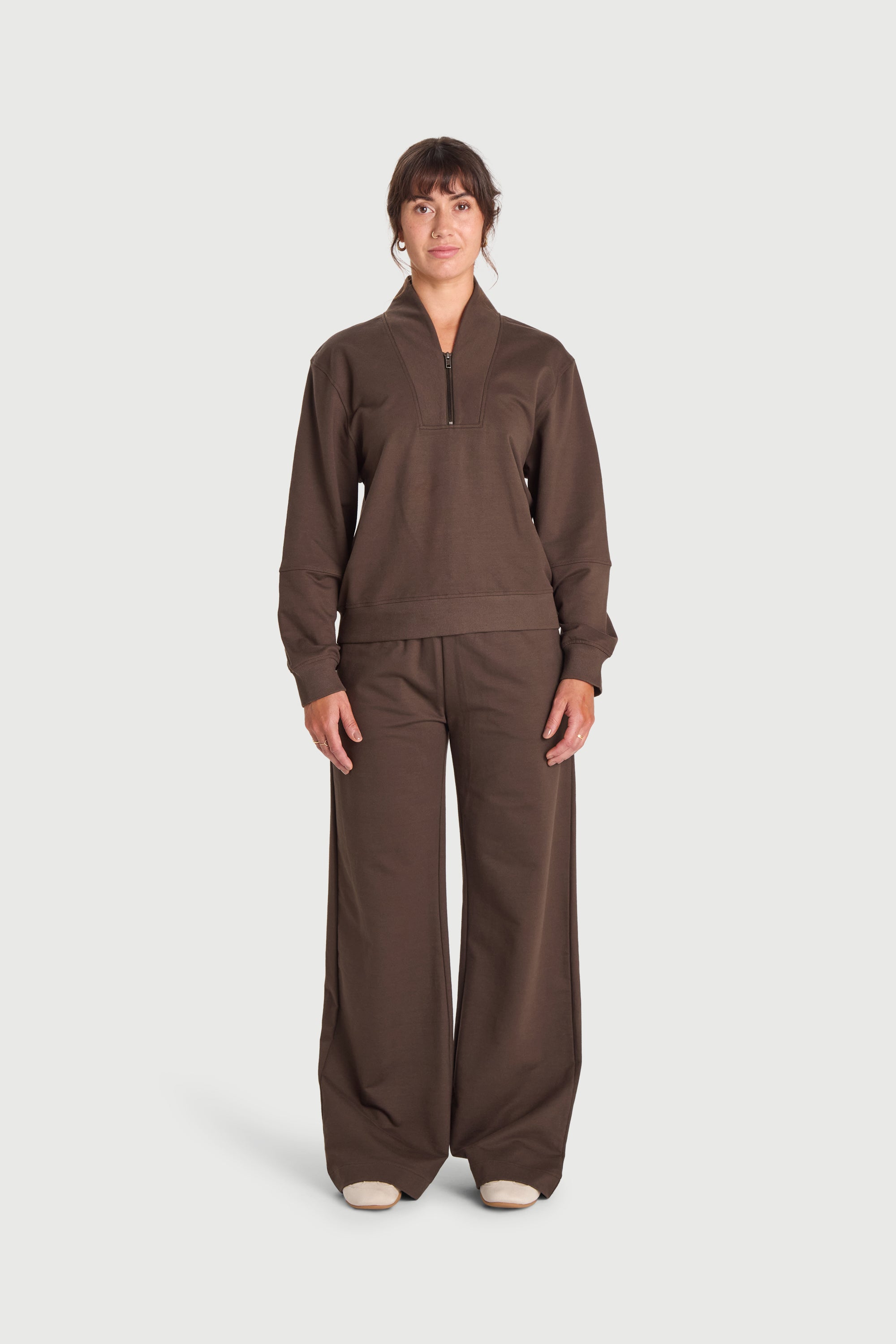Felpa collo alto in Cotone Biologico con Half Zip
