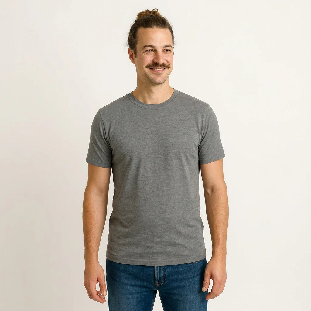 T-shirt Uomo in Lana Merino Bio e Seta di Gelso