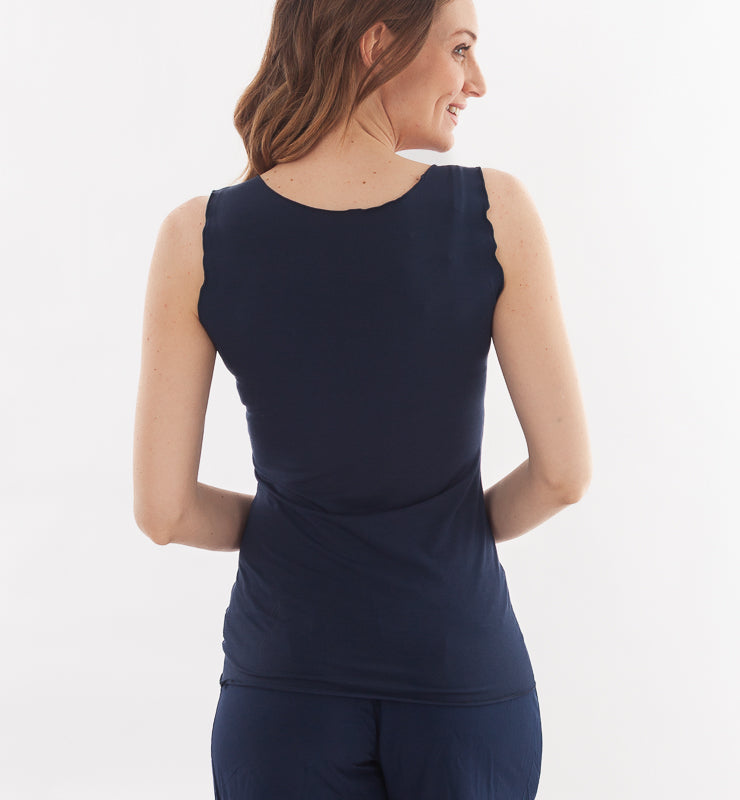 TENCEL™ wide shoulder ruffle tank top