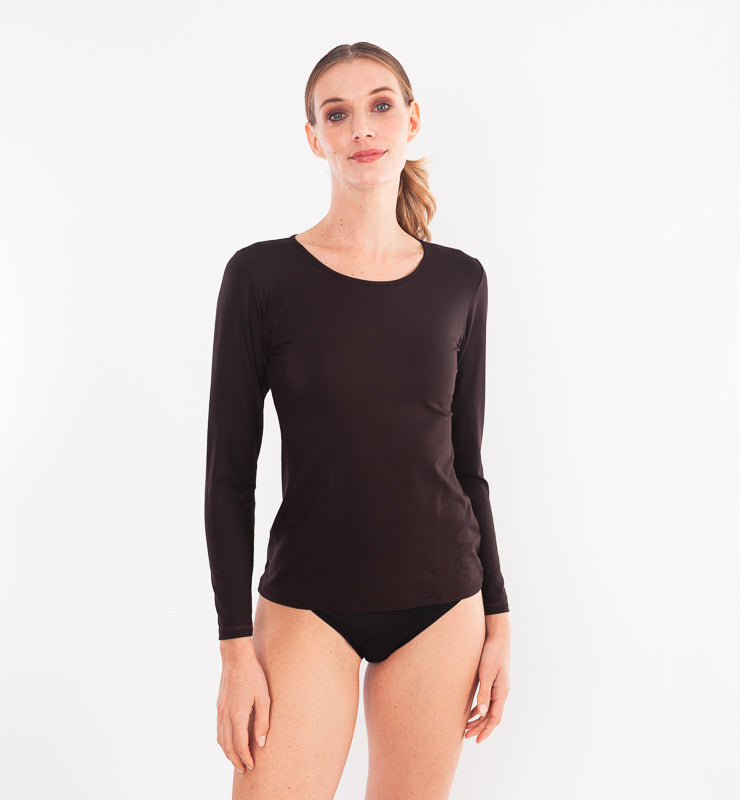 TENCEL™ crew neck long sleeve sweater