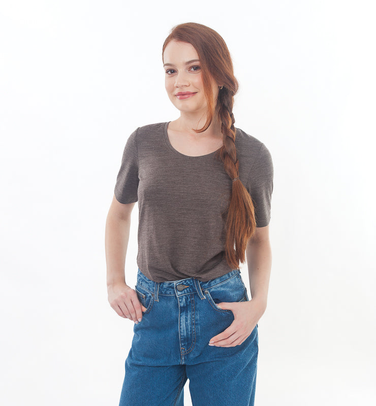 T-shirt Donna in Lana Merino Bio e Seta di Gelso