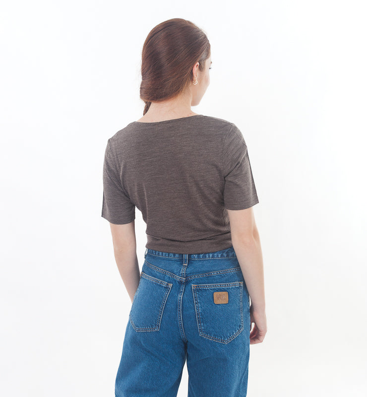 T-shirt Donna in Lana Merino Bio e Seta di Gelso