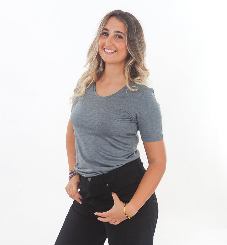 T-shirt Donna in Lana Merino Bio e Seta di Gelso
