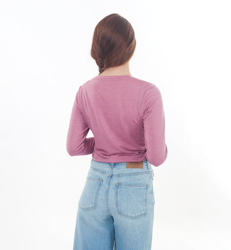 Maglia manica lunga donna in Lana Merino Bio e Seta di Gelso