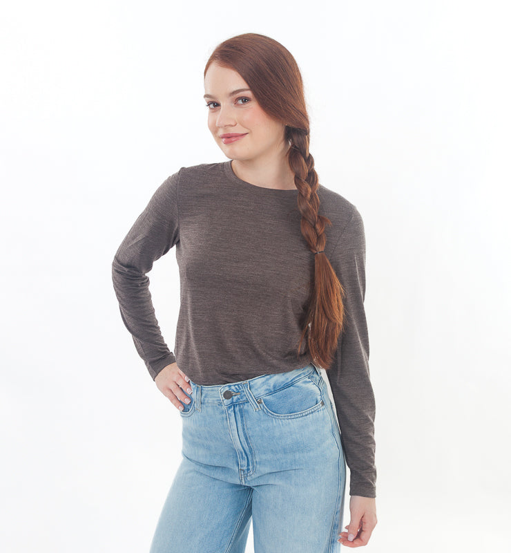 Maglia manica lunga donna in Lana Merino Bio e Seta di Gelso