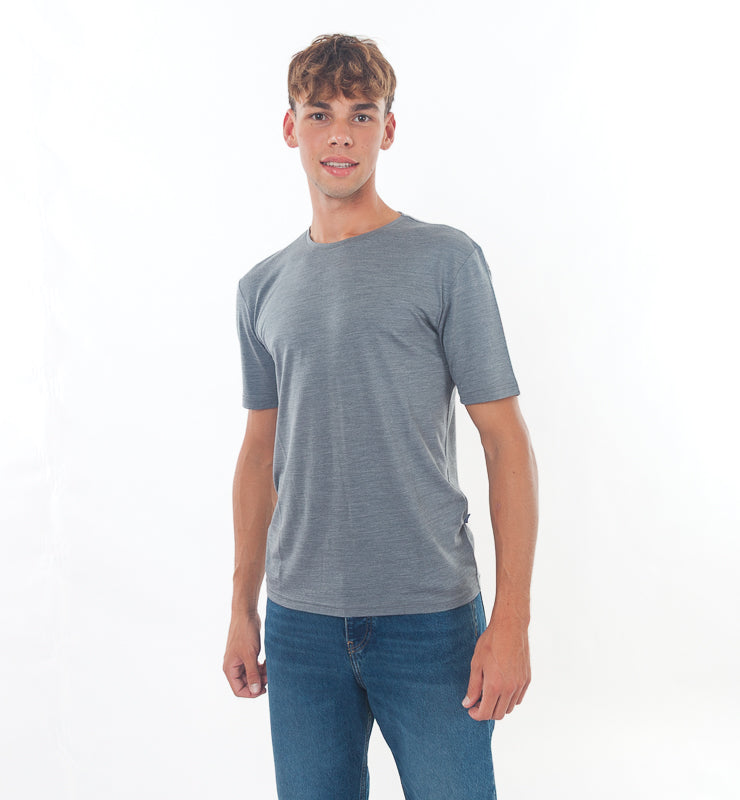 T-shirt Uomo in Lana Merino Bio e Seta di Gelso