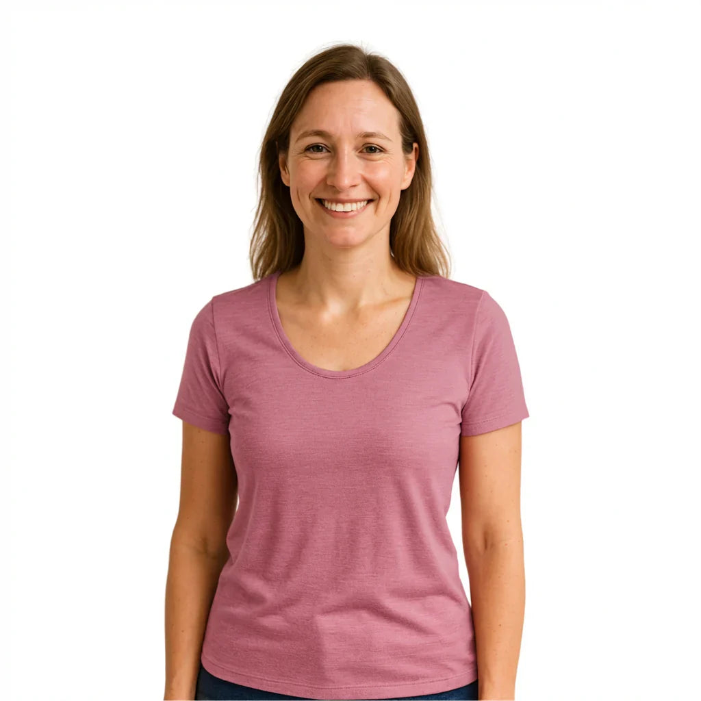 T-shirt Donna in Lana Merino Bio e Seta di Gelso