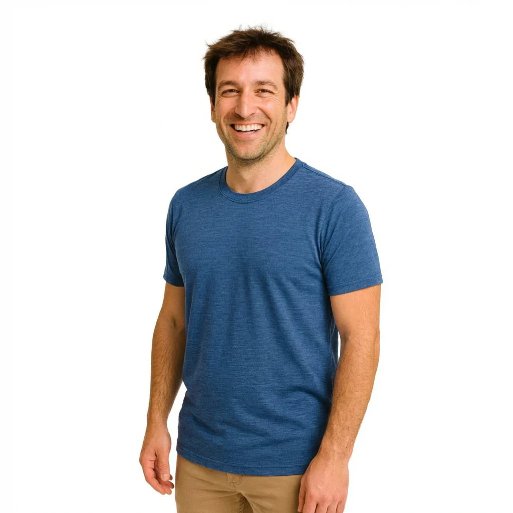 T-shirt Uomo in Lana Merino Bio e Seta di Gelso